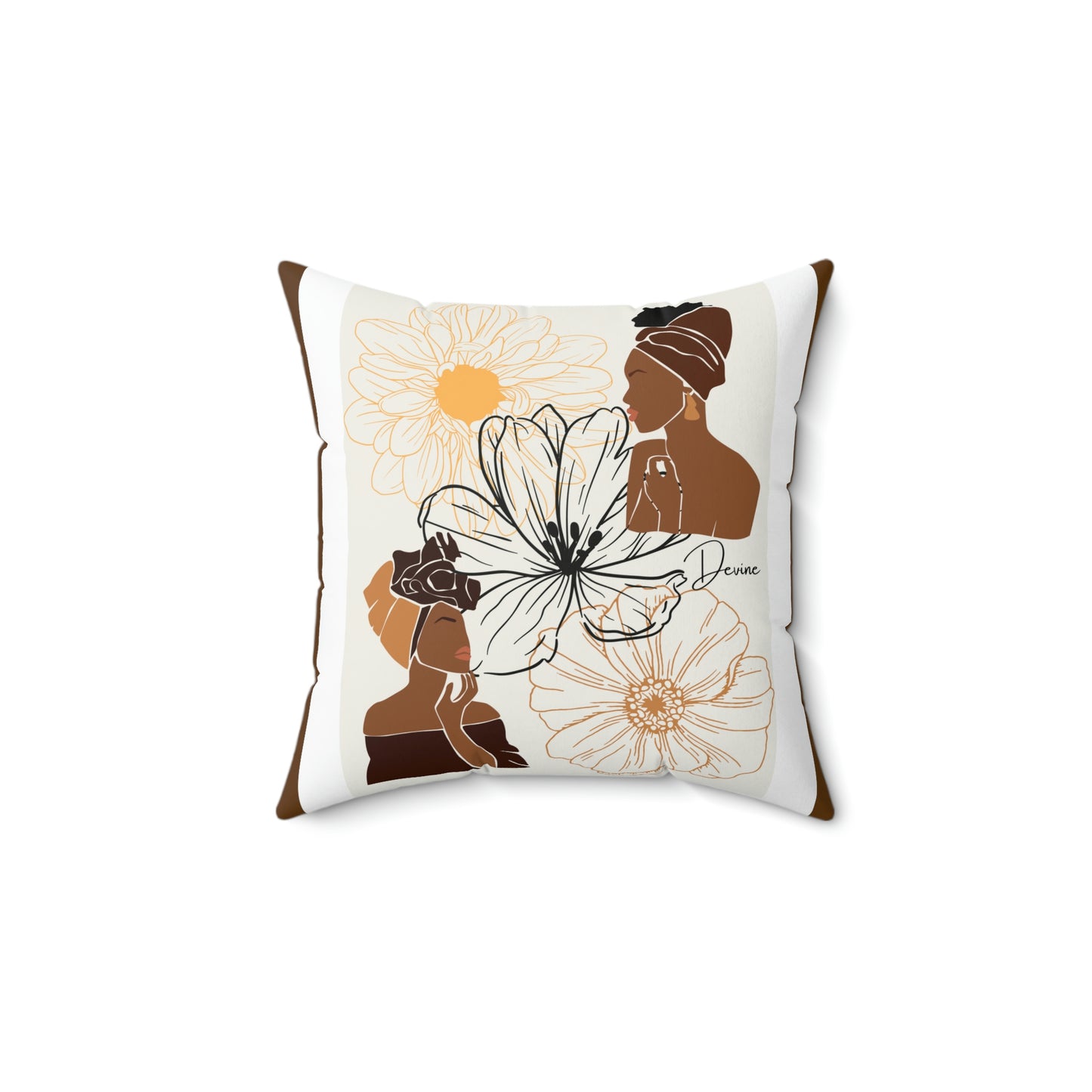 Afro Woman Devine Beauty Throw Pillow Brown