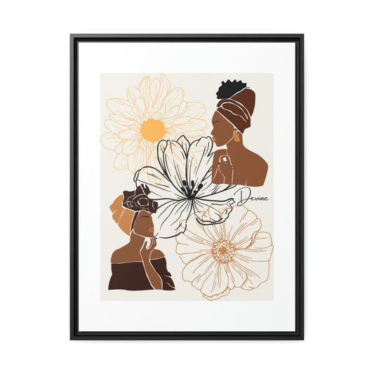 Devine Afro Woman Designed By TiaTheCreator Matte Canvas, Black Frame