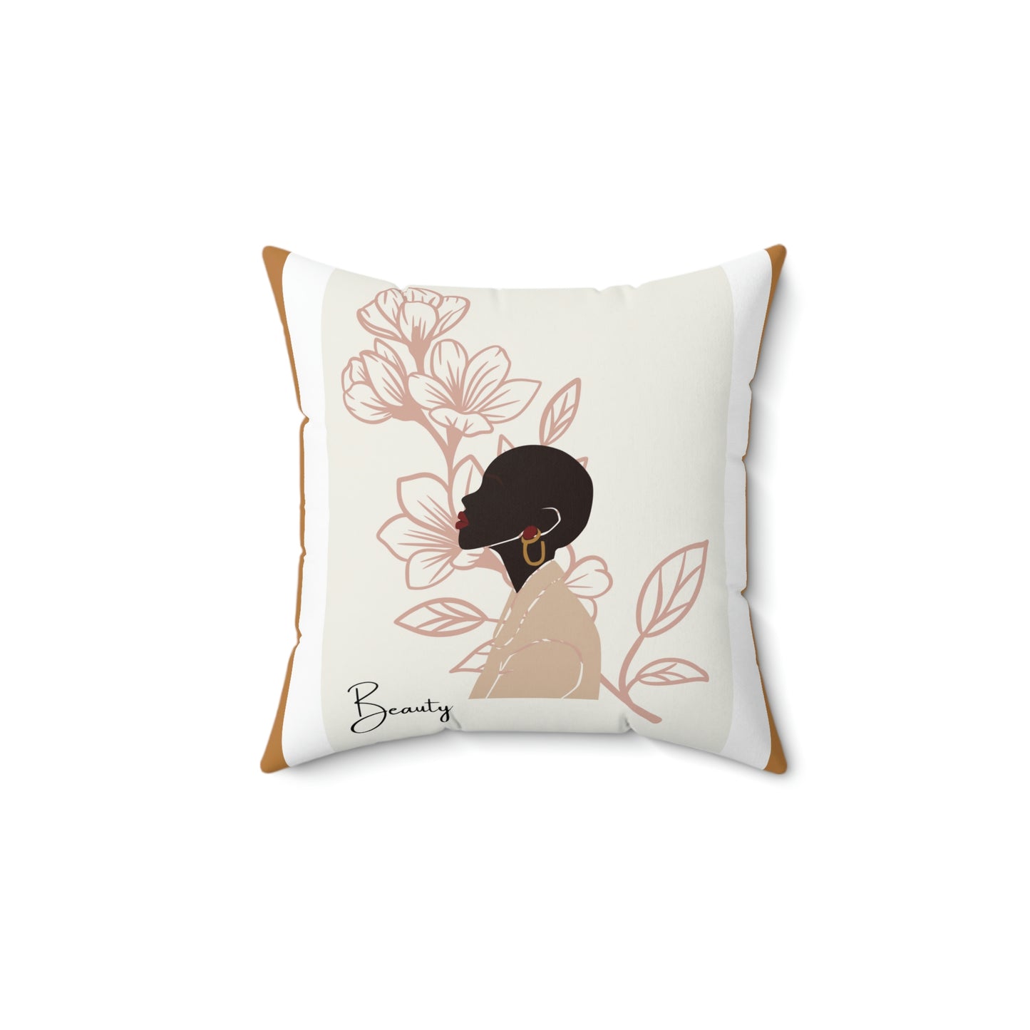 Afro Woman Beauty  Square Throw Pillow Light Brown